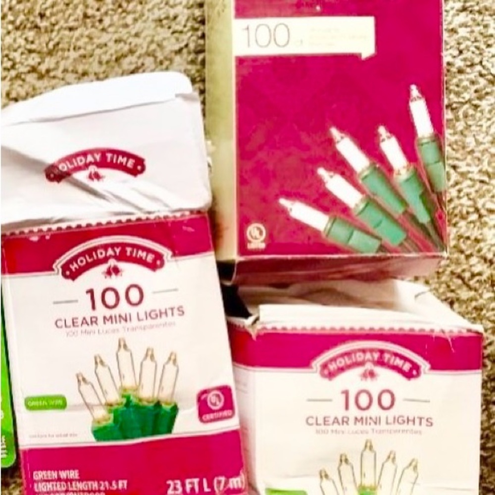 Holiday Time Green Wire Clear Mini Lights 100 Count
